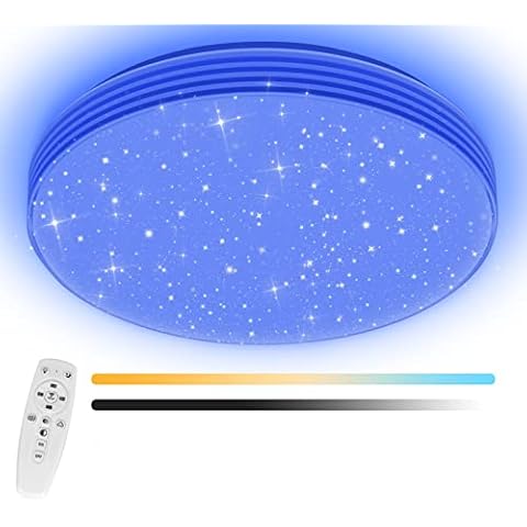 LED Ceiling Light Dimmable, Longroad 36W RGB Ceiling Light with Remote Control, IP65 RGB Farbwechsel 3000~6500K for Living Room Bathroom Bedroom Cover
