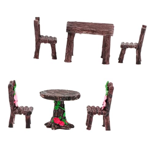 PHENOFICE 6 Piezas Adornos de Resina para mesas y sillas Banco en Miniatura Decoraciones para el hogar Toys Home Decor Suministros de jardín de Hadas Accesorios de Hadas Coffee