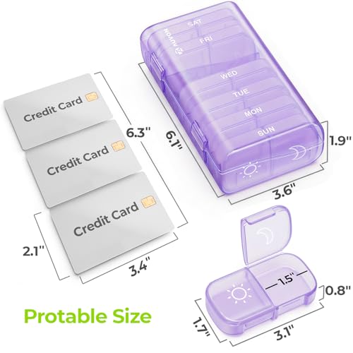 Image of AUVON Weekly Pill Organizer 2 Times a Day, One-Sided Opening, Easy to Use