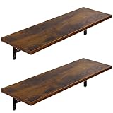 SIUSA ウォールシェルフ 壁掛け棚 2個セット 防水 頑丈 壁 棚 ウォールラック おしゃれ 北欧 42cm 防カビ 防虫 木製 取り付け簡単 日本語取扱説明書付き レトロイエロー