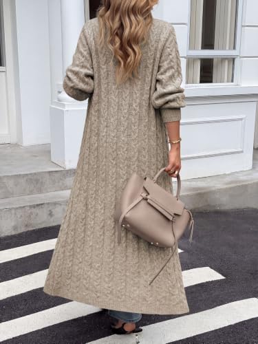 Image of Saodimallsu Womens Long Duster Cardigans Button Down Maxi Sweater Dress