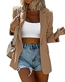 KIRUNDO Womens Blazer 2026 Spring Fall Business Casual Oversized Long Sleeve Button Open Front Suit Jackets Work Clothes(Khaki, Large)