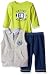 BON BEBE Boys' 3 Piece Microfleece Vest and Pant Set with Side Snap Bodysuit, Future All/Star Gray, 0-3 Months