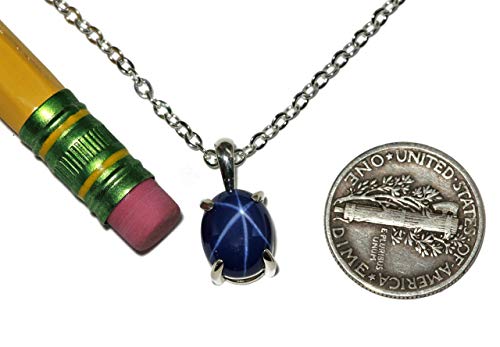 Salish Sea Inspirations Oval Created Blue Star Sapphire Necklace thumb #3