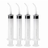 Denshine® 4pcs 12CC Disposable Dental Irrigation Syringe with Curved Tip