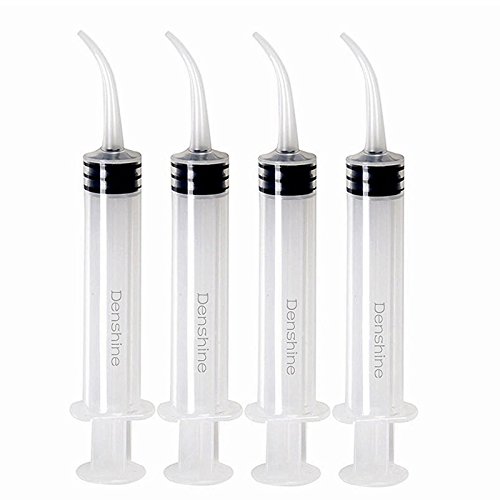 4pcs 12CC Disposable Dental Irrigation Syringe with Curved Tip