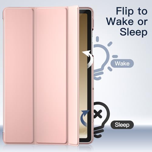 Image of JETech Cover Case for Samsung Galaxy Tab A9+ / A9 Plus 11-Inch 2023, Slim Translucent Back Tri-Fold Folio Stand Protective Tablet Cover, Auto Wake /Sleep (Rose Gold)