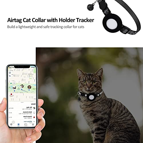 Airtag Cat Collar, Apple Air Tag Cat Collar with Safety Buckle and Bell, Reflective Cat Collar in 3/8" Width with Airtag Holder for Small Pets Cats Puppies Kitten - Image 3