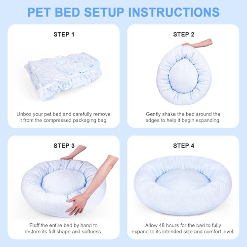 Small Donut Dog Bed - Cooling Calming Cuddler for Cats & Puppies, Anti-Anxiety Ice Fabric Round Pet Bed, Washable Comfort Dog Bed for Small Dogs, Egg Tart Design (S) by Foamio - Image 5