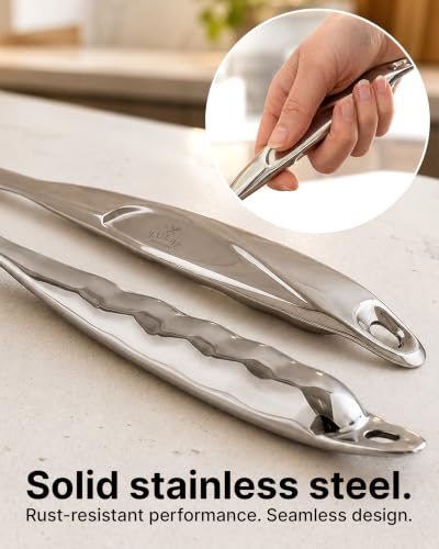 Image of Zulay Kitchen Stainless Steel Slotted Spoon | 14.5 inch Large Skimmer Frying Spoon for Draining & Serving - Heat-Resistant, Rust-Proof & Dishwasher Safe Kitchen Utensil