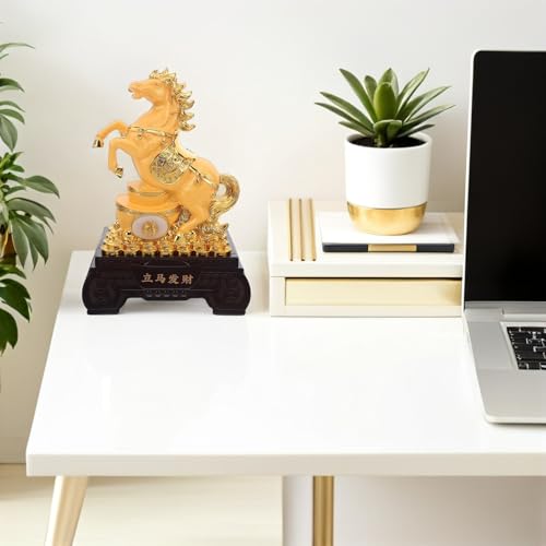 Statuette de cheval debout déco feng shui pour un salon ou bureau élégant