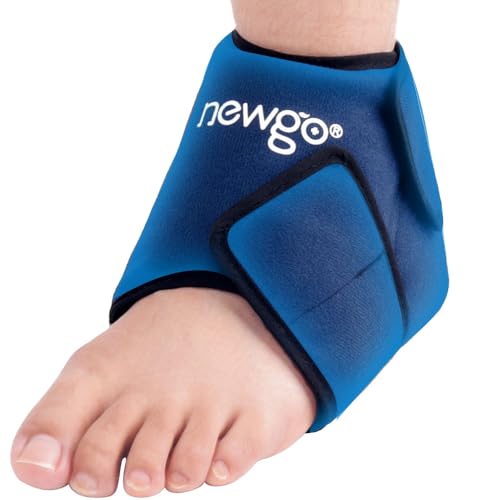 NEWGO Ankle Ice Pack Wrap, Reusable Foot Ice Wrap for Swelling, Hot Cold Compression Ankle Cold Packs for Pain Relief, Plantar Fasciitis, Sport Injuries, Post-Surgery Recovery