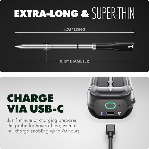 CHEF iQ Sense [2025 Model] | Smart Wireless Meat Thermometer | Ultra-Thin Probe | WiFi Unlimited Range | 1000°F Heat Safe | 5 Sensors | BBQ, Grill, Oven, Smoker, Air Fryer | Gen3