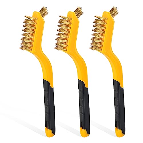 Produktfoto von 3 Stück Messing Drahtbürste Klein Zündkerzenbürste Mini Messingbürste Set für Reinigung Schmutz und Rost