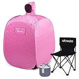 WILLOWYBE Portable Steam Personal Saunas at Home for Detox, Full Body Suna Room with Chair, Remote Control, Pink Lady