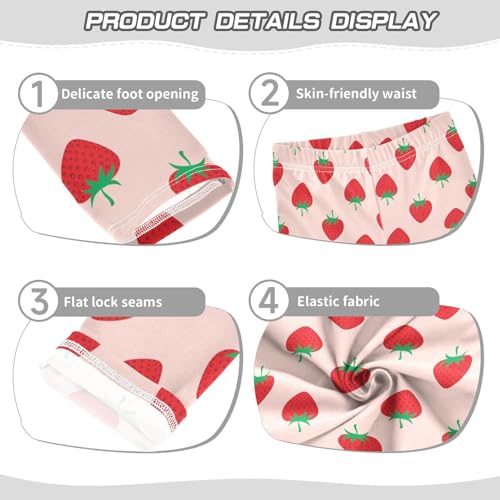 Girls Leggings Soft Toddler Ankle Length Bottoms Strawberry Print Kids Dance Yoga Pants 4-10 Years3