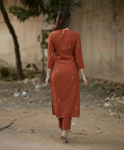 Image of Anni Designer Pure Cotton Maroon Kurta Pant Set with Dupatta for Women | 3 Piece Gold Hand Block Printed Suit Set | Cotton Kurta Set for Women | Festive Kurti Set