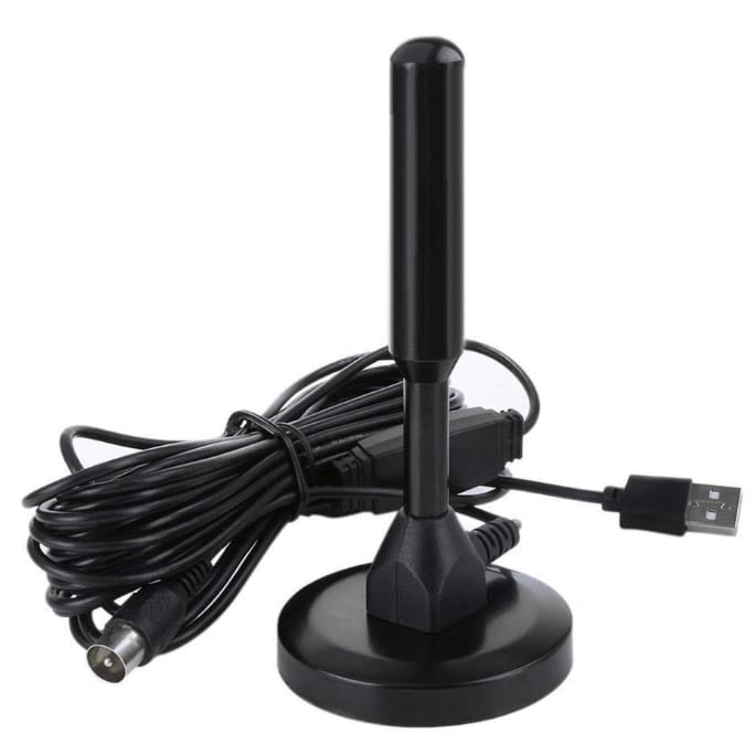 Riloer Antena telewizyjna, przenośna High-Definition DVB T zyskuje cyfrowy freeview, pasywna antena telewizyjna z przyłączem śrubowym F + IEC męski adapter złącza