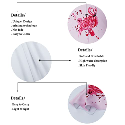 Iuocfer Pink Flamingo Hand Towels Pink Animal Bath Towels 13.6 * 29 Highly Absorbent Kitchen Dish Towels For Household Daily Use | Home Decoration | Carry-On Hotel Gym Spa #TOP3
