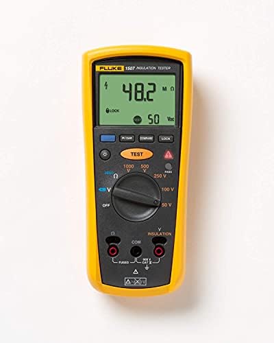 Fluke 1507 Digital Megohmmeter Insulation Resistance Tester, For Advanced Industrial and Electrical Insulation Testing, Offers Multiple Insulation Test Voltages: 50 V, 100 V, 250 V, 500 V, and 1000 V
