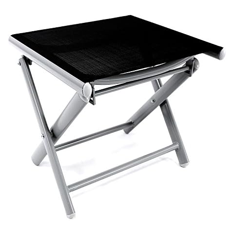 Mojawo® Garten - Fußhocker - zusammenklappbar - Klapphocker - witterungsbeständiges Aluminium - wetterfeste Gartenmöbel - Silber/Schwarz Cover