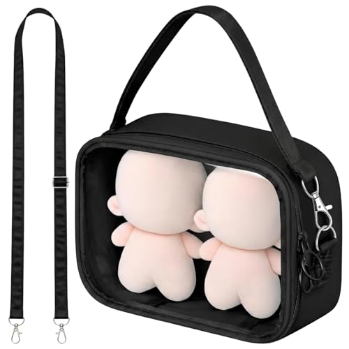 さえだ ぬいぐるみポーチ 20cm 推しぬいポーチ 3WAY 痛バッグ ぬいぐるみ クリア 大きめ 鞄 痛バ 推し活 2体入れ 推しぬい 地雷 イベント 持ち運び 透明PVC 防塵 痛バッ ミニ デコレーション バッグ 人形入れの商品画像（Amazon）