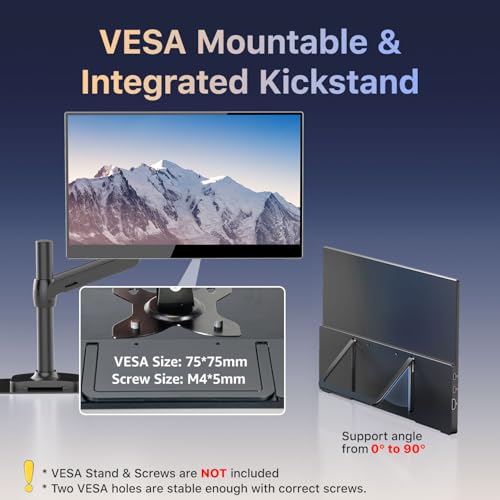 kksmart Portable Monitor for Laptop MacBook Surface PC Xbox PS5, Travel Monitor Second Screen for Laptop, HDMI USB-C VESA Compatible Built-in Speaker, 15.6inches by kksmart - Image 8