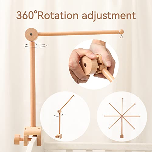 Wooden Crib Mobile Arm | Baby Crib Mobile Arm Wooden Holder | Rotatable Adjustable Anti Slip Attachment Clamp For Sturdy Mobile Hanger (Only Arm) #TOP1