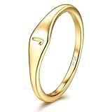 Florideco 14K Gold Filled Ring Initial Ring Dainty Simple Letter Band Rings Signet Stackable Pinky Alphabet Thin Thumb Rings for Women Non Tarnish J8