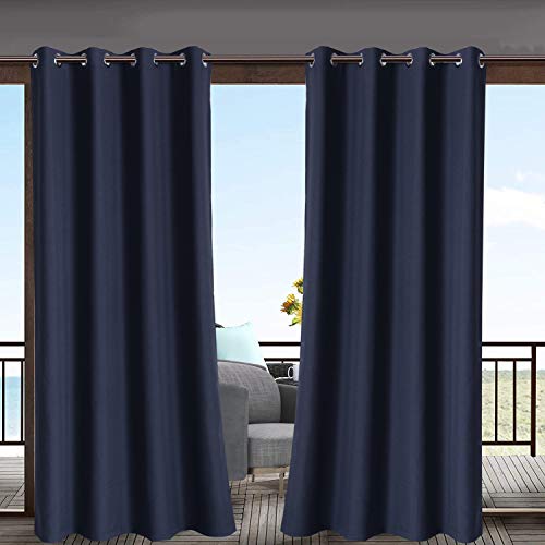 Lordtex Linen Look Indoor/Outdoor Curtains, 52 X 120 Inch, Indigo, Set Of 2 Panels – Waterproof, Privacy, Sun Blocking Textured Grommet Curtains For Patio, Pergola, Porch, Deck, Lanai, And Cabana #TOP6