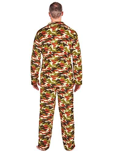 The Lakeside Collection Men's Pajama Set - Notch Collar Shirt and Drawstring Pants - Camouflage, M2