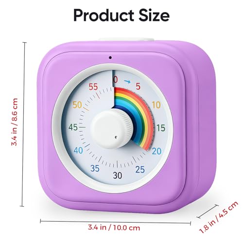 Image of Rainbow Visual Timer for Kids with 60 Minute Silent Mode | Countdown Clock with Color Disk, Time Management Tool for ADHD, Classroom, Kitchen, Office, Study, Pomodoro