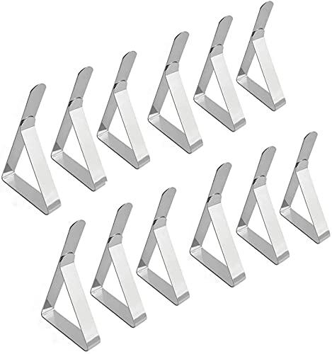 Tscdy Abrazadera de Mantel de Acero Inoxidable, 12 Piezas Acero Inoxidable Boca Abrazadera Exteriores Soporte de Mantel Pequeños Clips de Sujeción para Mesas Gruesas Mesa de Jardín