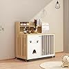 Dog Crate Furniture, 25”Wooden Dog Cage Dog Crates for Small Dogs, Furniture Style Dog Crate Dog Crate Table with Wheels and Removable Tray
