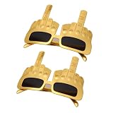 Seqiuay Middle Finger Glasses, 2 Pcs Funny Sunglasses, Funny Gag Gifts For Adults, Christmas Prank Joke Gifts For Men/Women