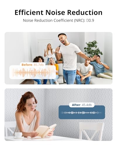 Kuchoow Soundproof Wall Panels, Self Adhesive Sound Proof Panels for Walls, 18 Pack High Density Sound Absorbing Panels Honeycomb Noise Cancelling Panels for Wall Door Ceiling 12\"×12\"×0.4\"