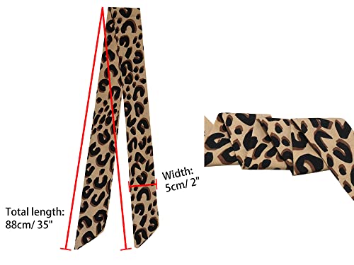 Allegra K 2Pcs Women Skinny Scarf Leopard Printed Hairband Long Neckerchief Neck Scarf3