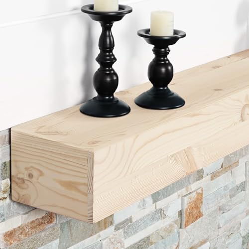 G GOOD GAIN 60'' Fireplace Mantel, 5'' Pine Wood Floating Shelf, DIYColor