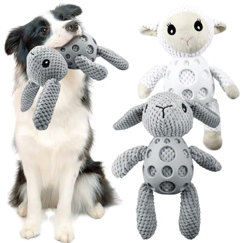 Cxqbsmy 2 Stück Kauspielzeug Hund Unzerstörbar, Kaninchen und Schaf Kuscheltier Hund, Hundespielzeug Unzerstörbar, Interaktives Kauspielzeug für Große Kleine Und Mittel Welpen