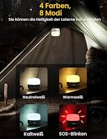 Campinglampe, LED Camping Laterne USB Aufladbar mit 5200 mAh, 4 Helligkeiten Leuchtmodi & Stufenlos Dimmbar & Eingebauter Starker Magnet Campingleuchte für Wandern, Notfall (WhiteC) – Ansicht 3