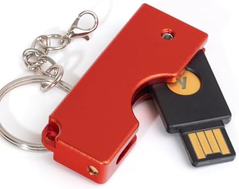 sciuU Drehbare Schutzhülle Kompatibel mit Yubico YubiKey 5 USB-A NFC | Klappbare Schutztasche, Aluminium Security Key Schutz Hülle, Schlüsselanhänger, Kratzfest, 12g leicht, RFID B