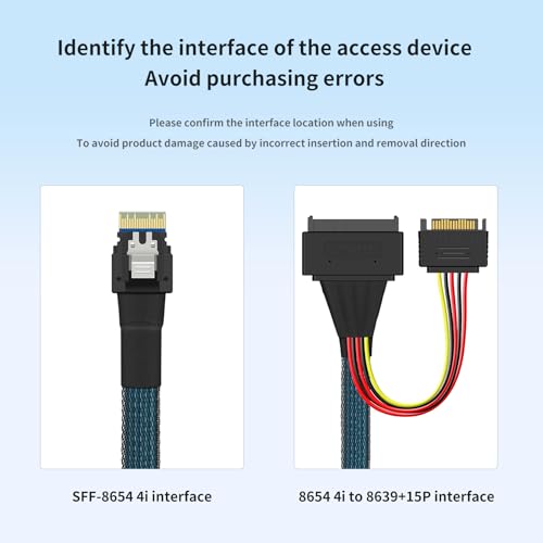Cable adaptador SFF8654 4i a SFF8639 + SATA 0.8m PCIe 4.0 miniatura 2