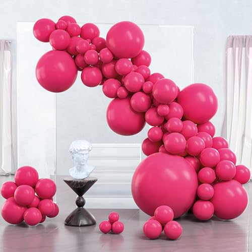 Image of PartyWoo Hot Pink Balloons 127pcs Different Sizes of 36 18 12 10 5 Inch Magenta Fuchsia Balloon Arch Kit for Baby Shower Bachelorette Wedding Bridal Shower Birthday Party Decorations Pink-Y12