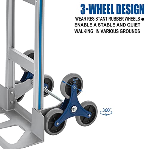 Topdeep TOPE52342 2 In 1 Aluminum Hand Truck 650 Lb Capacity, Heavy Duty Stair Climbing Cart thumb #4