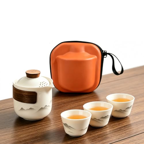 Portable Chinese Gongfu Tea Set, Travel Mini Gaiwan Teapot with Bag