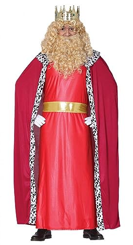 GUIRMA | Disfraz de Rey Mago Adulto (52-54/L) - Capa, Cinturón y Túnica - Disfraces de Navidad, Reyes Magos y Año Nuevo para Fiestas y Celebraciones - Ideal para Hombre Adulto - Rojo