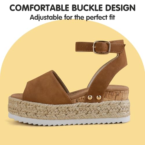 PANDANINJIA Girls Sandals Wedge Platform Espadrille Open Toe Summer Little Big Kid Flower Girl Heels Dress Shoes3