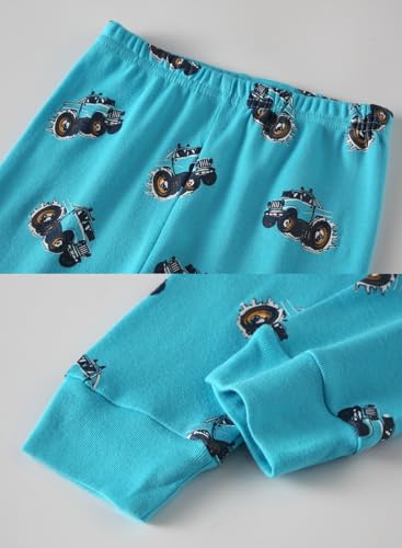 Image of Little bety Cotton 4 Piece Pajamas Boys Long Sleeve Sets Toddler Boys Pjs Kids Sleepwear Sets