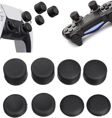 Daumengriffe für PS5 Controller, Thumbstick Griffe kompatibel mit PS5, PS4, PS3, PS2, Xbox 360, Switch Pro, Wii U, PS5 Controller Zubehör, Schwarz, 8 Stück