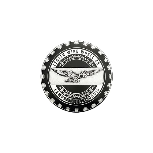 Image of Zenith Chrome & Black Metal Wheel Chip Emblem (Single) | Triple Chrome Plated Solid Metal Wheel Chip Emblem, 2.25 inch | for Lowriders with Cut or Recessed Knock Off Spinner Caps